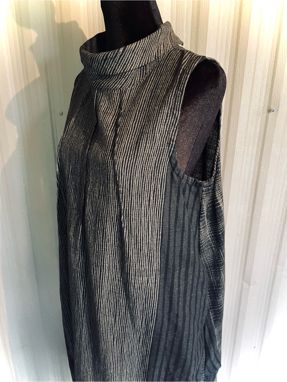 Mao Mam Artisan Midi Dress Black Lagenlook Mori Cotton Boho Pockets S/M Thailand - Picture 3 of 16